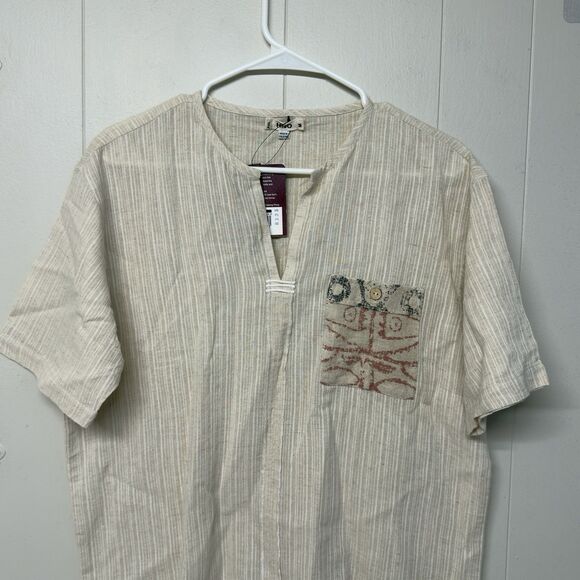 Hijo Casual Top Short Sleeves Made In Philippines Pocket Front Men M NWT - Picture 2 of 10